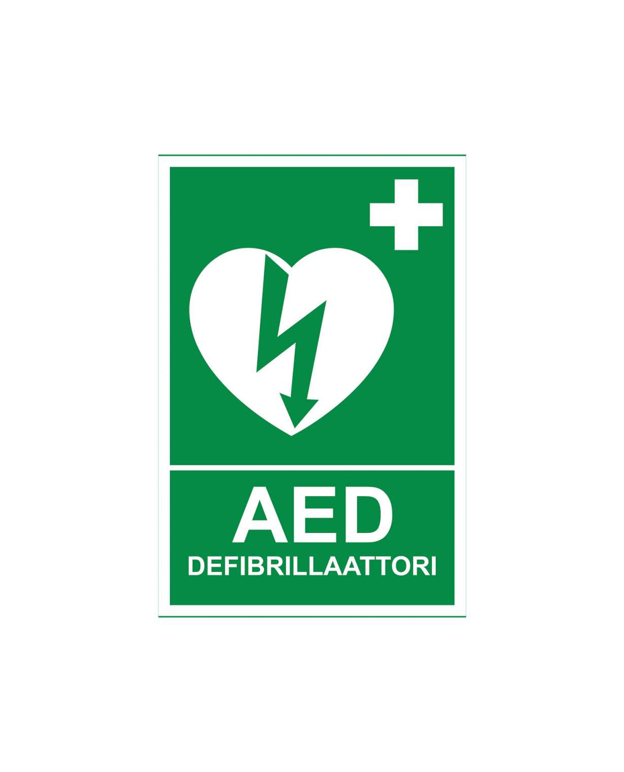 AED defibrillaattori, Tarra jälkiheijastava, 200x300 mm