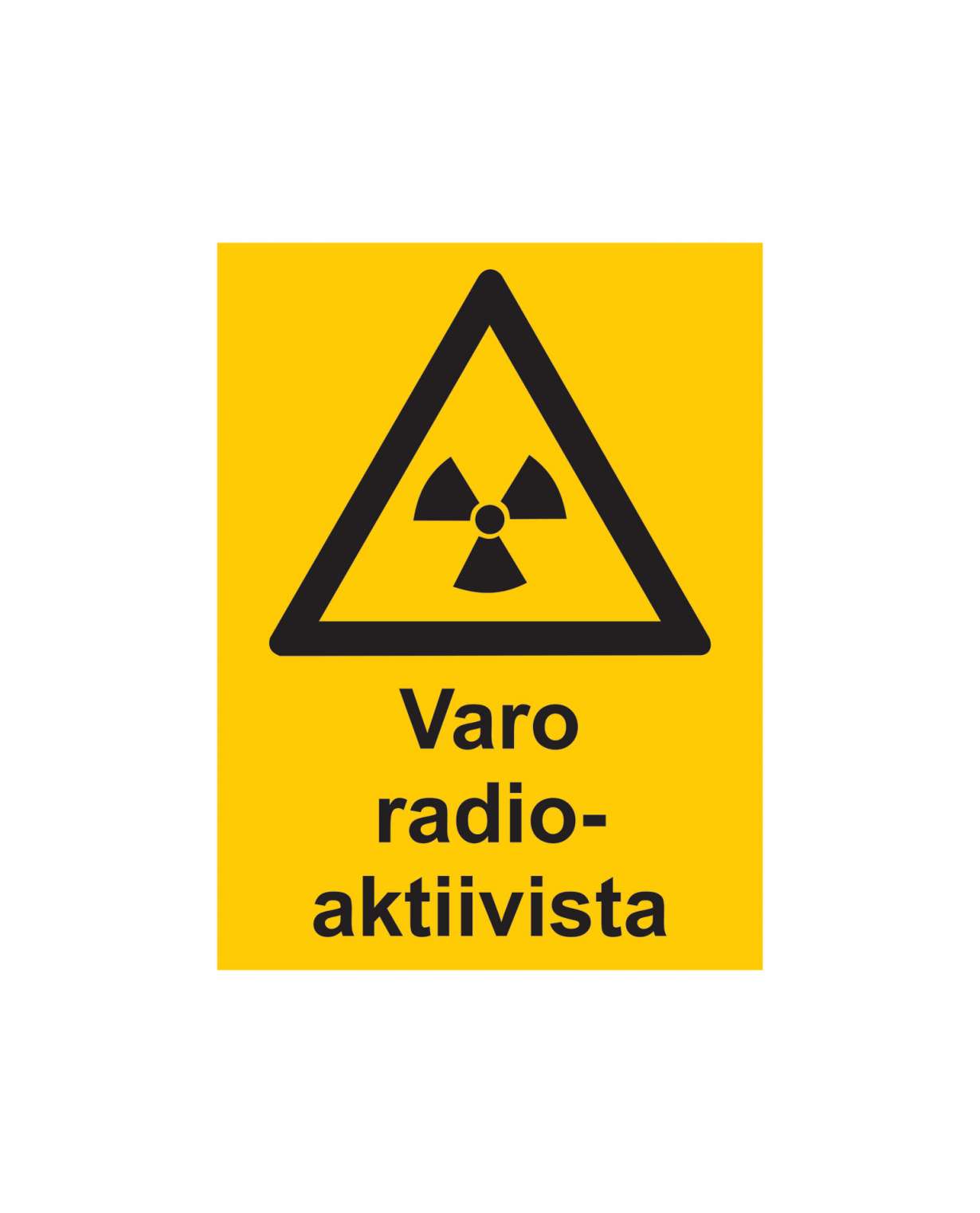 Varo radioaktiivista, Muovi 3mm, 200x300 mm