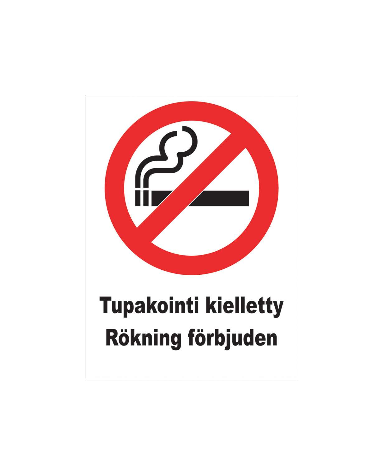 Tupakointi kielletty ruotsi, Tarra, 200x300 mm