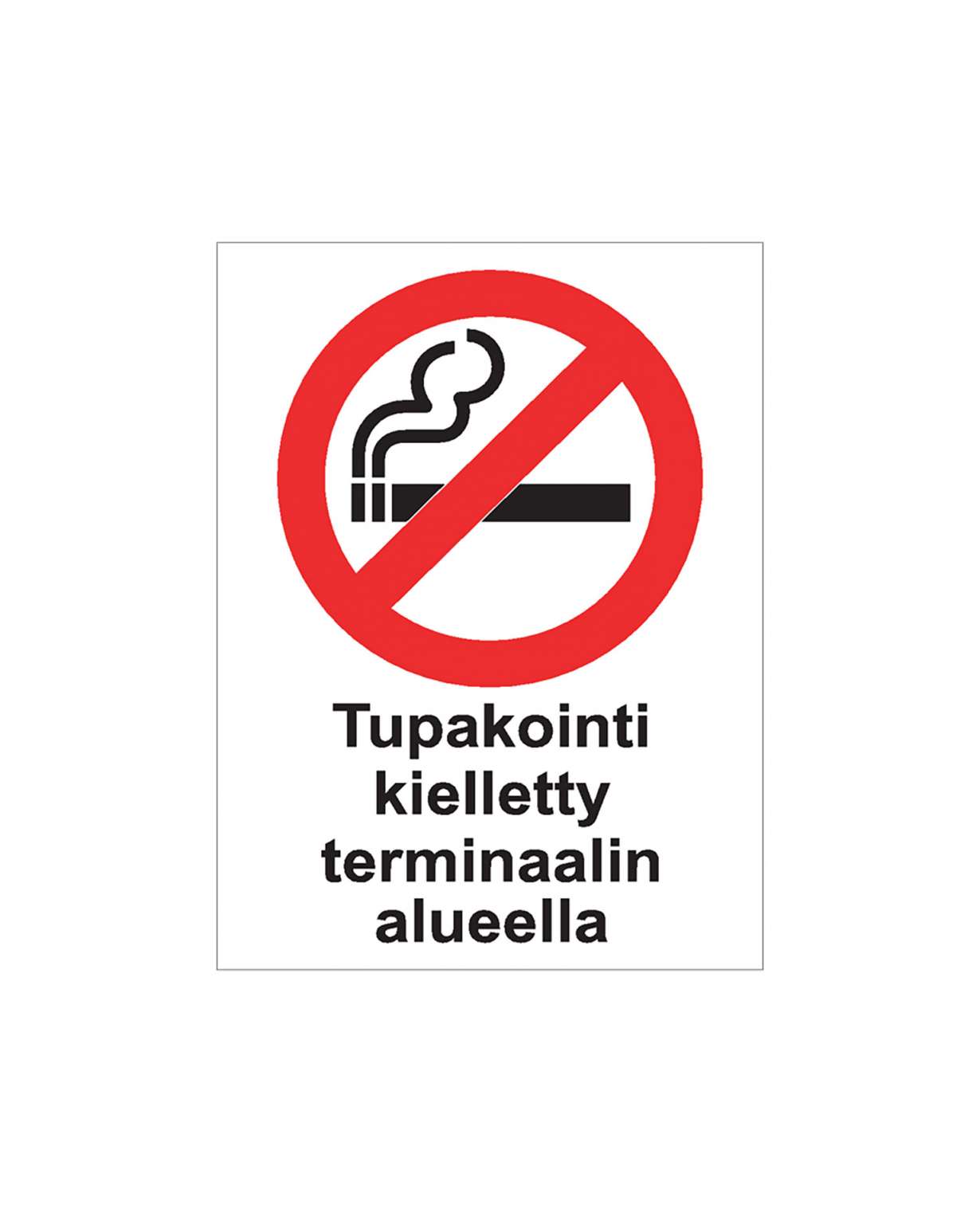 Tupakointi kielletty terminaalin alueella, Tarra, 300x400 mm