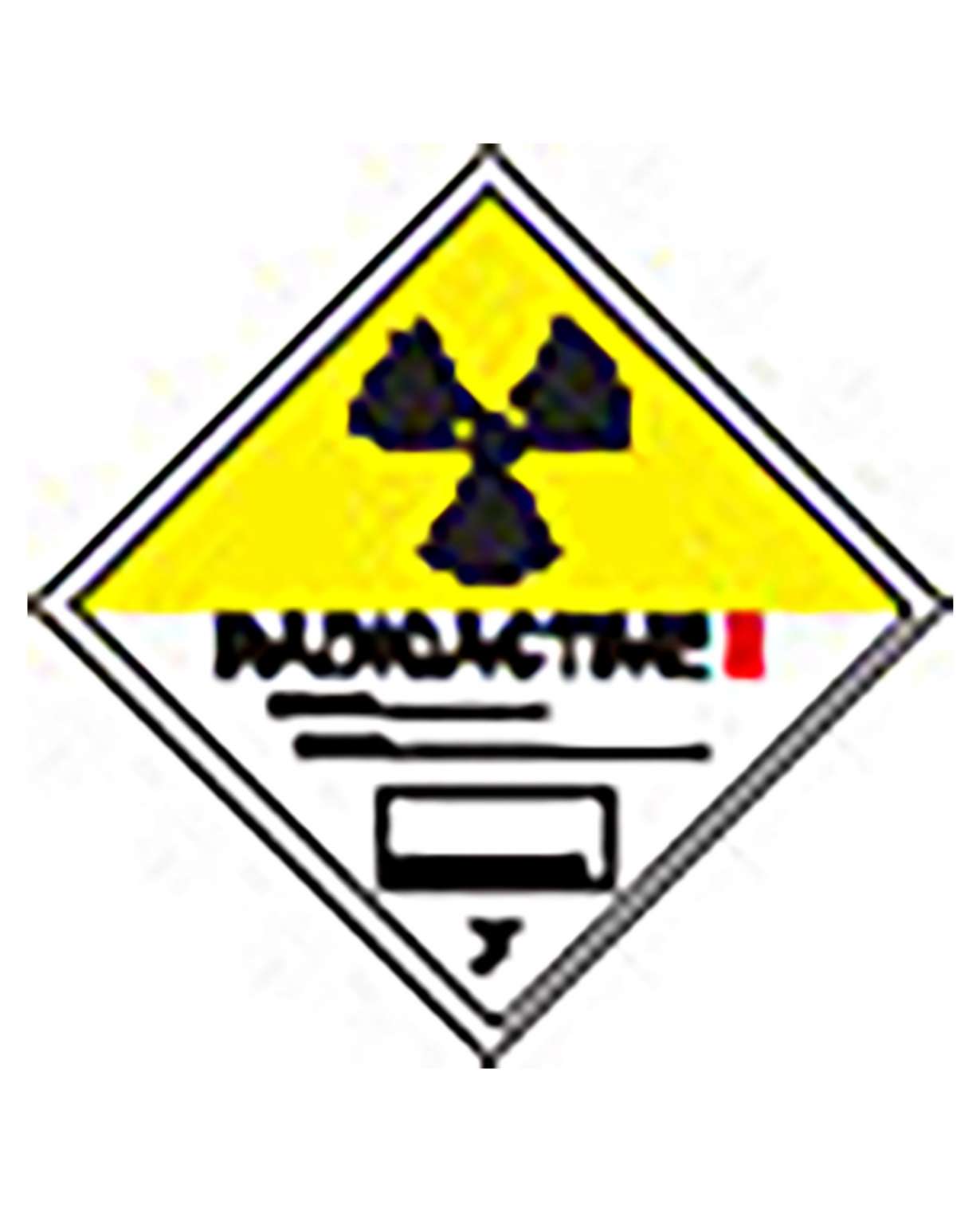 Luokka 7B Radioaktiiviset aineet, Tarra, 200x200 mm